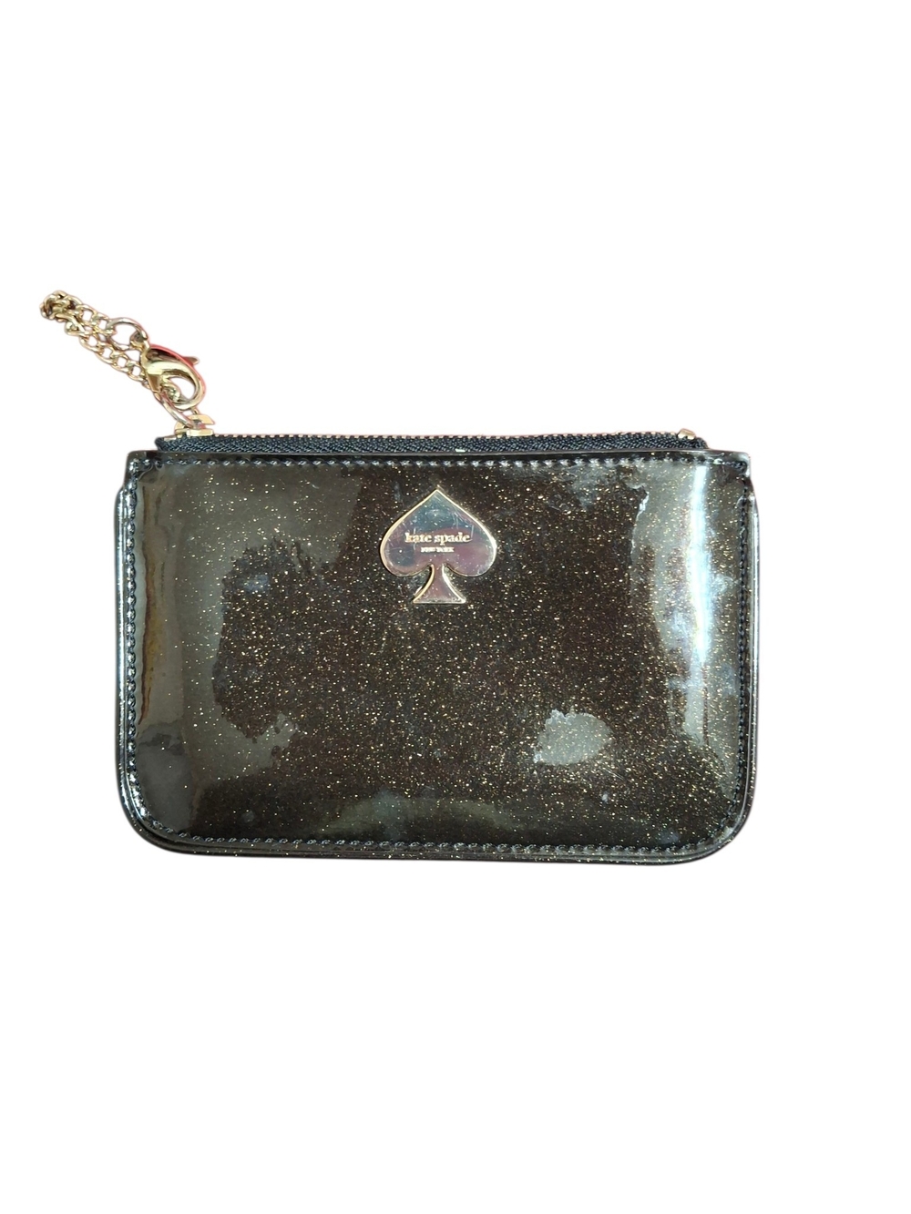 kate spade Brown Glitter Patent Leather Zip Top Coin Pouch